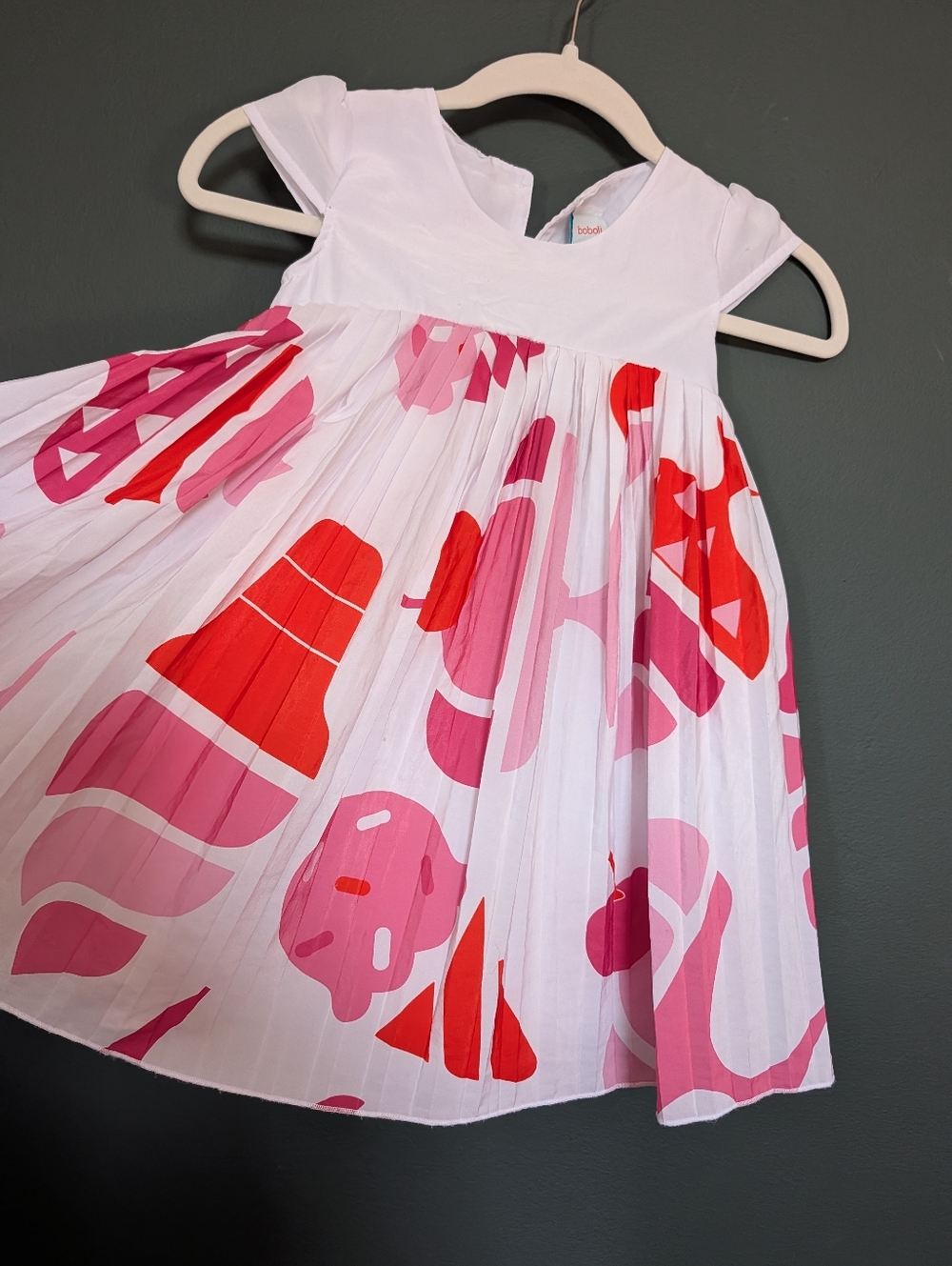 Boboli White Girls Pleated White And Pink IceCream Dress 🌸 - Picture 3 of 5